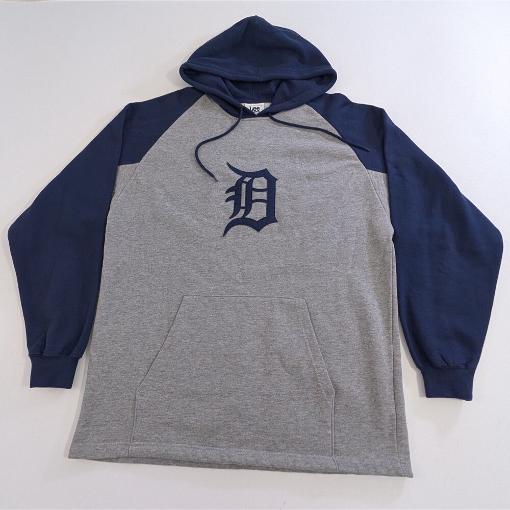 Vintage Detroit Tigers Embroidered Hoodie L Baseball Y2K 07 Lee Sport Sweatshirt